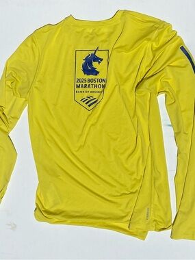 2025 Boston Marathon Long-Sleeve Men's Performance Shirt - Yellow
